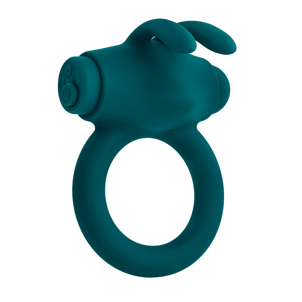Playboy - Playboy Bunny Buzzer Rechargeable Vibrating Silicone Cockring with Stimulator Deep Teal - Vibrators - Silicone