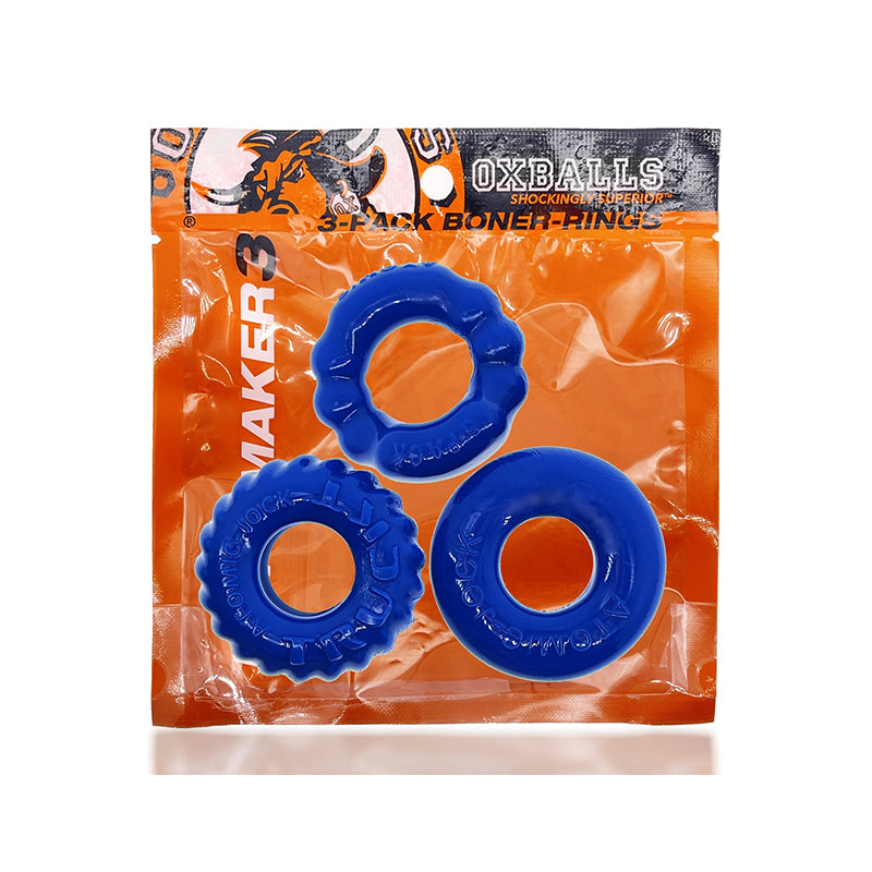 Oxballs - OxBalls Bonemaker 3-Pack Boner Cockring Kit FLEXtpr Pool Blue - Cockrings - TPE/TPR/Elastomers