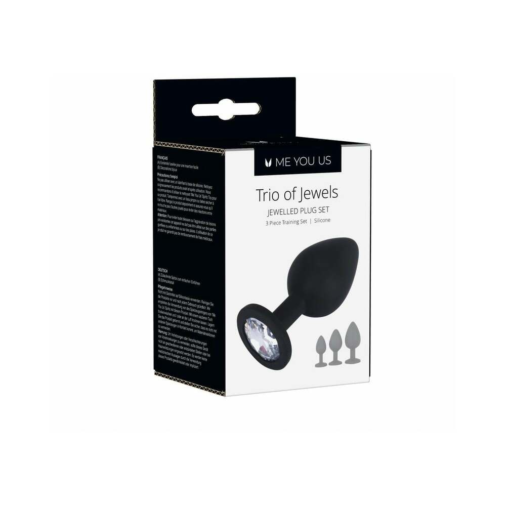 Me You Us - Me You Us Trio of Jewels 3-Piece Training Plug Set Black - Anal Toys & Stimulators - Silicone