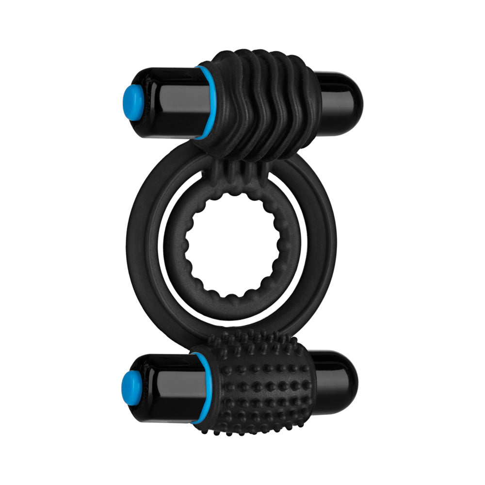 Doc Johnson - OptiMALE  Vibrating Double C-Ring Black - Vibrators - Silicone