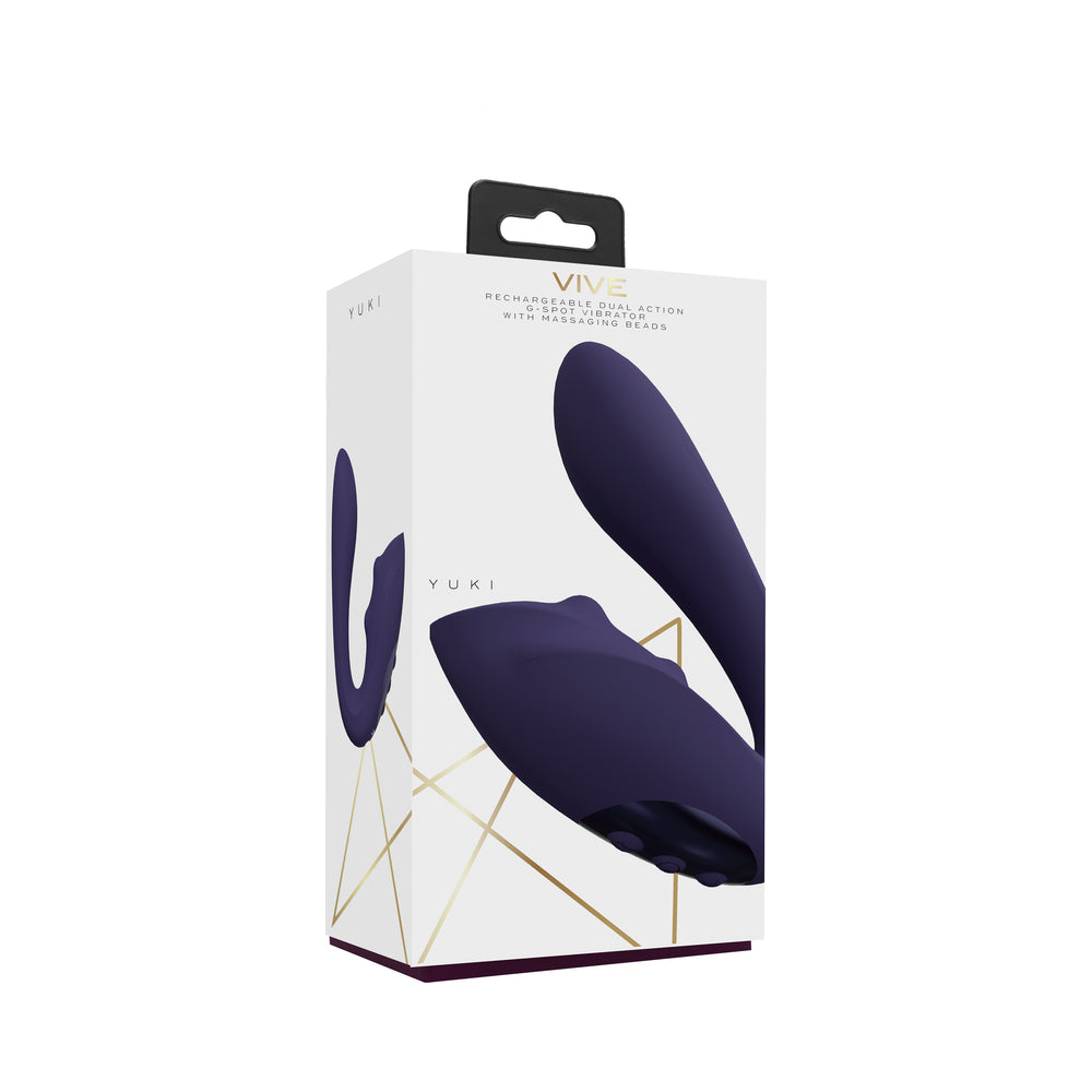 Shots - VIVE YUKI Rechargeable Dual Motor G-Spot Vibrator with Massaging Beads Purple - Vibrators - Silicone