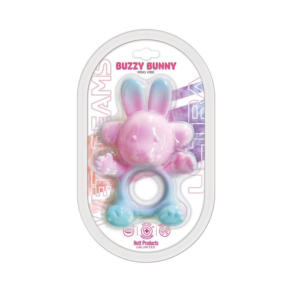 Hott Products - Wet Dreams Ultra Buzzy Bunny Liquid Silicone Ring Vibe - Vibrators - Silicone