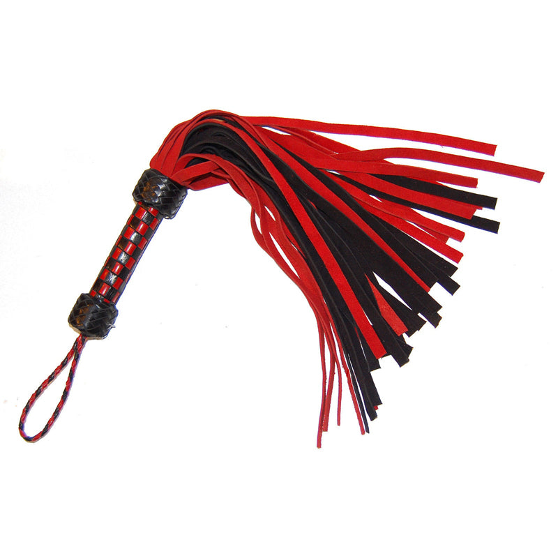 Ruff Doggie Styles - Red Short Suede Flogger (Checkered Grip) - Bondage & Fetish Toys