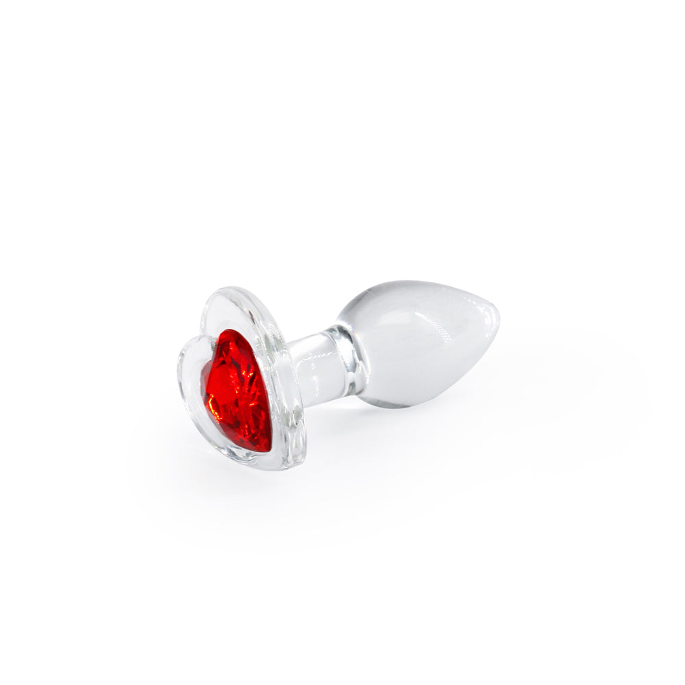 NS Novelties - Crystal Desires Red Heart Gem Glass Plug Small - Anal Toys & Stimulators - Glass