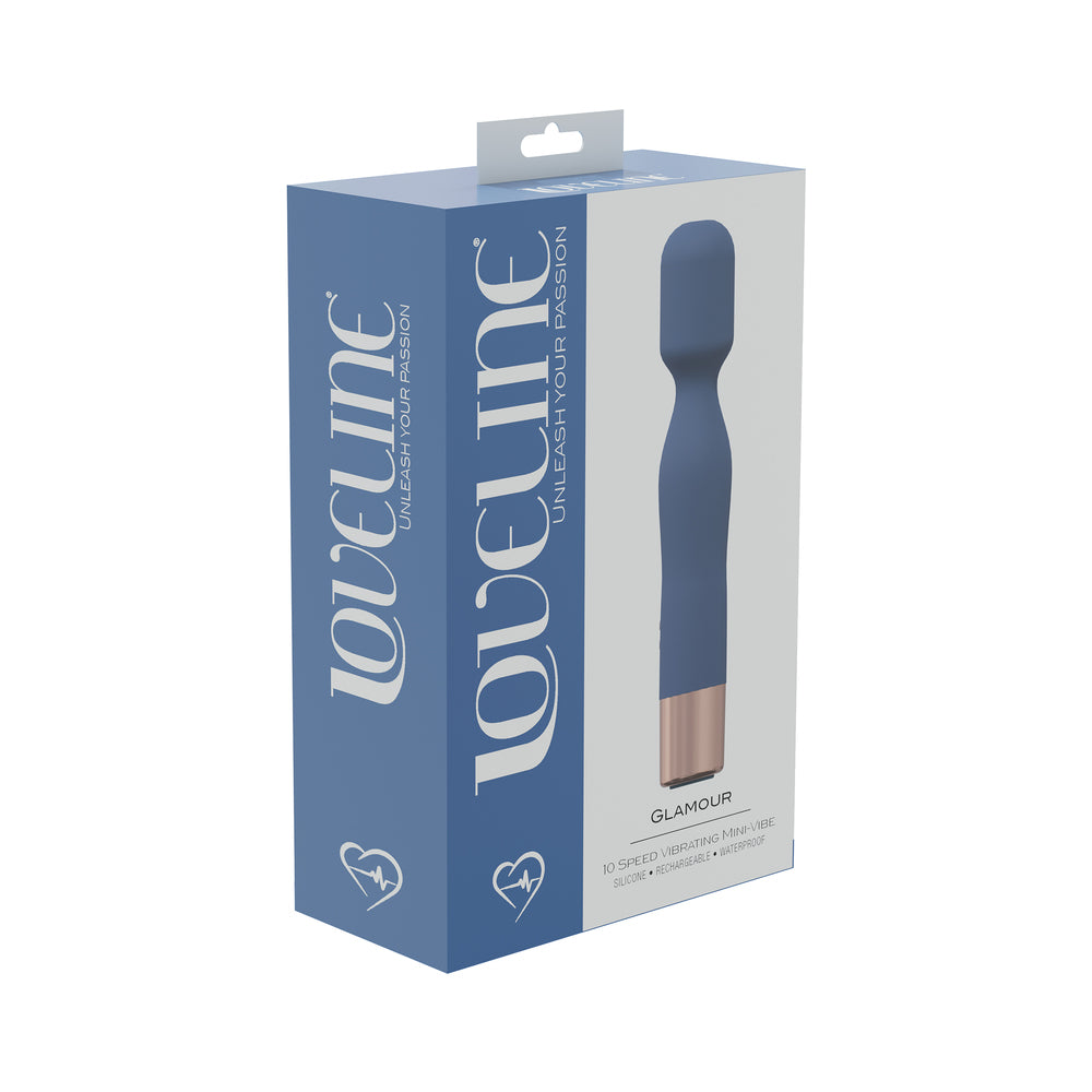 Shots - LoveLine Glamour 10 Speed Mini-Wand Silicone Rechargeable Waterproof Blue/Grey - Vibrators - Silicone