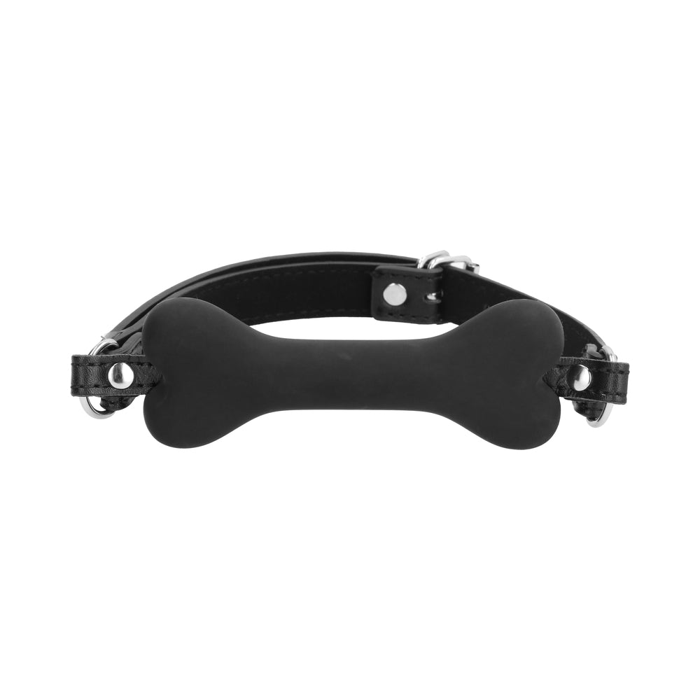 Shots - Ouch! Puppy Play Silicone Bone Gag Black - Bondage & Fetish Toys - Silicone