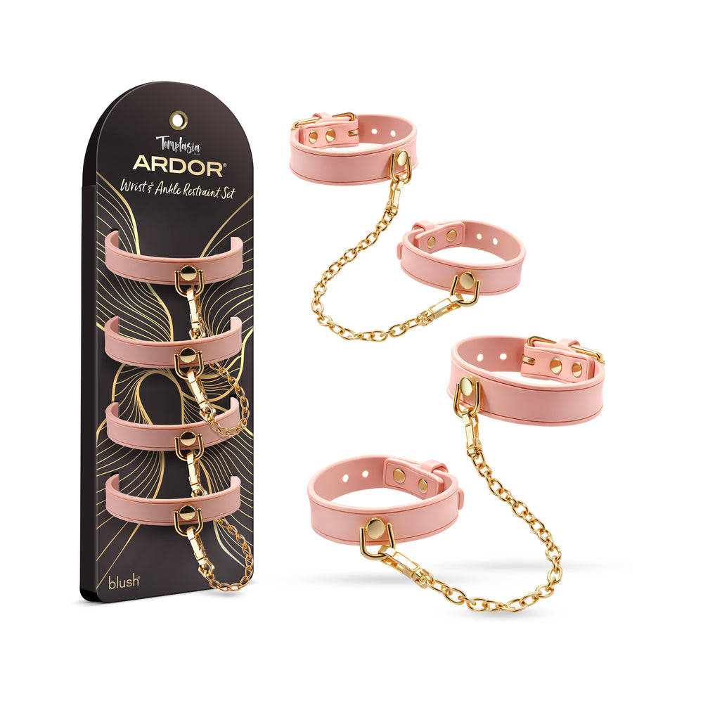 Blush - Temptasia Ardor Wrist & Ankle Restraints Pink - Bondage & Fetish Toys