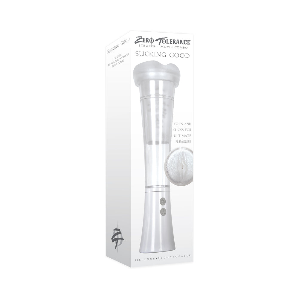 Zero Tolerance Zero Tolerance Sucking Good Rechargeable Vibrating Vacuum Pump Stroker Clear/White