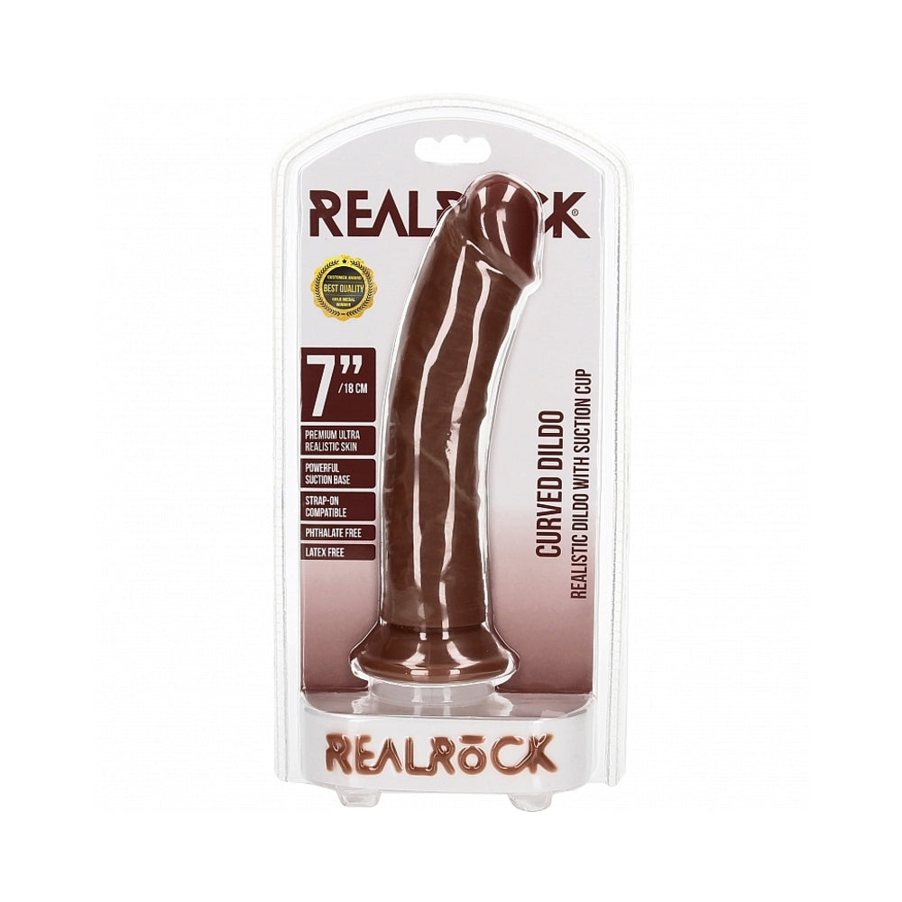 Shots - RealRock 7 in. Cock Curved Brown - Dildos