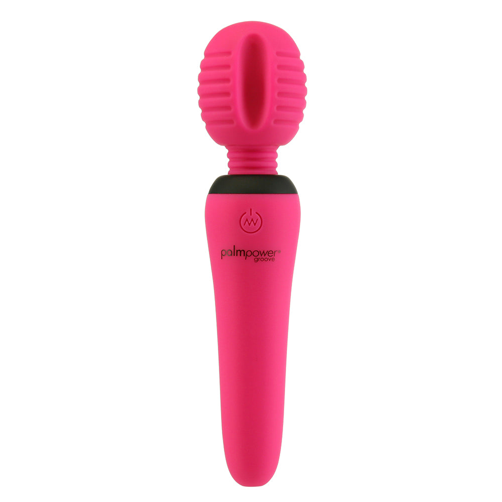BMS - PalmPower Groove Rechargeable Silicone Mini Wand Massager Fuchsia - Vibrators - Silicone