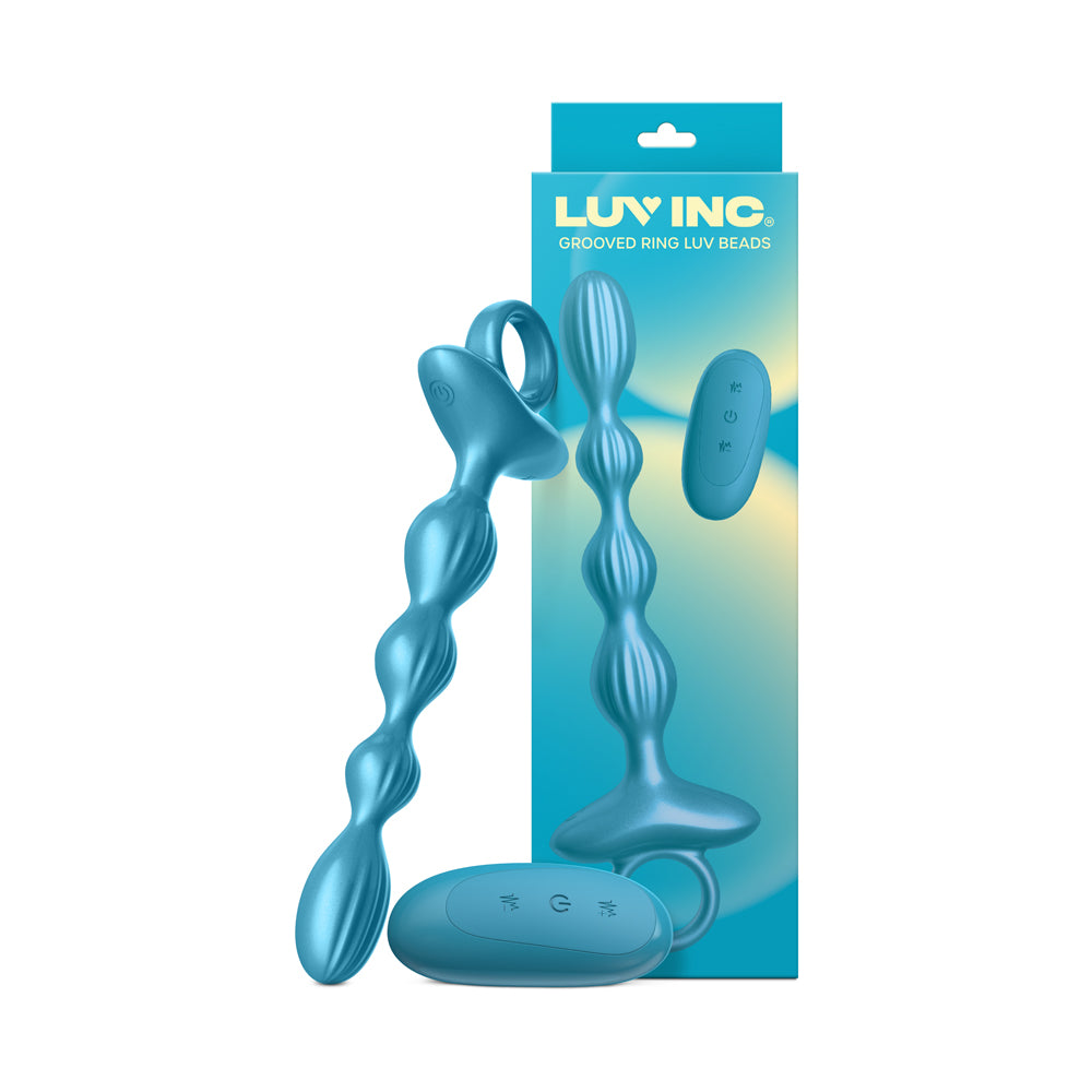 Luv Inc. - Luv Inc Gr41: Grooved Ring Luv Beads Metallic Blue - Anal Toys & Stimulators - Silicone