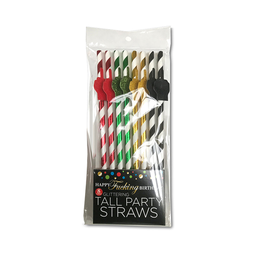 Little Genie - Happy Fucking Birthday Tall Party Straws 8-Pack - Novelties & Games