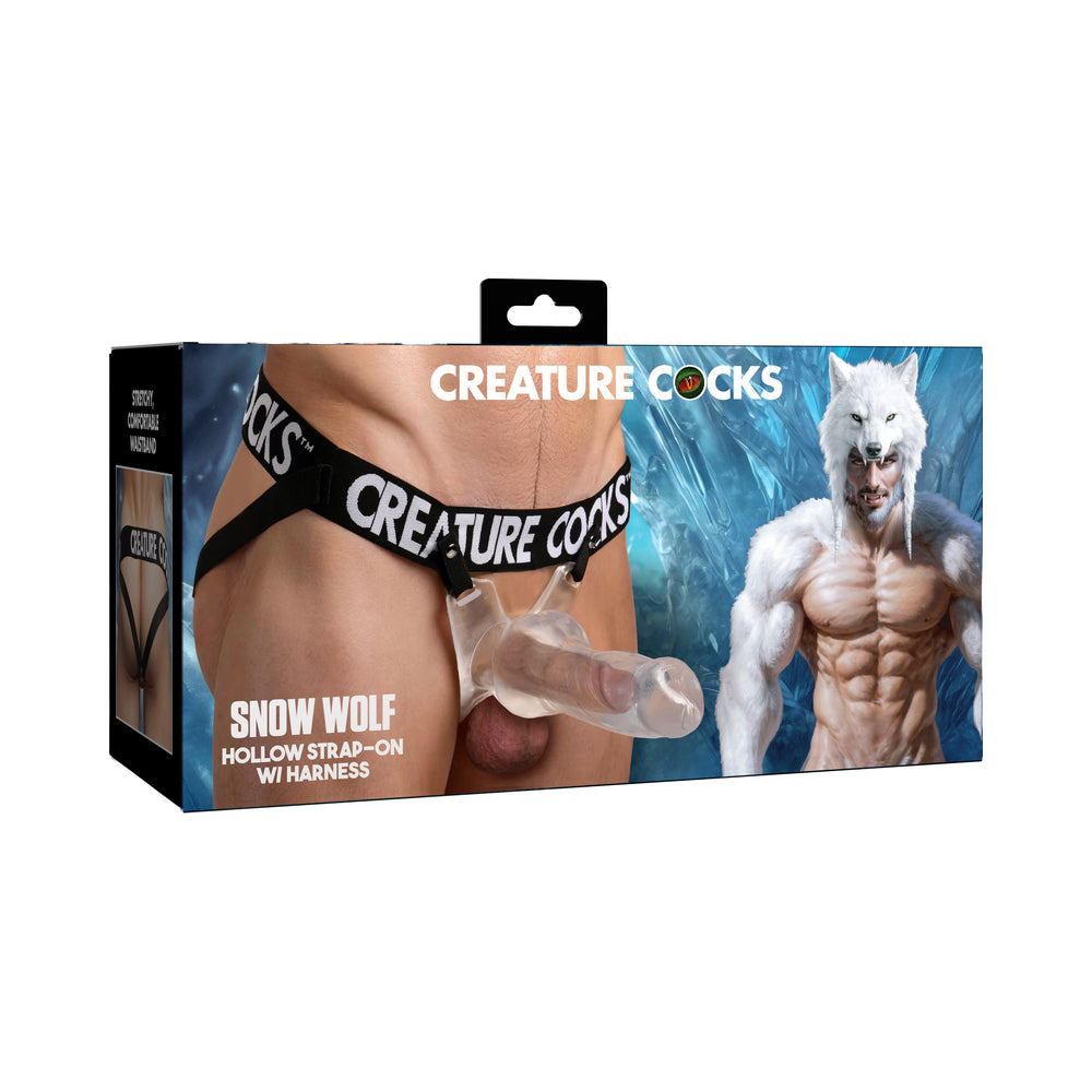 XR Brands - Creature Cocks Snow Wolf Hollow Strap-On with Harness - Dildos - TPE/TPR/Elastomers