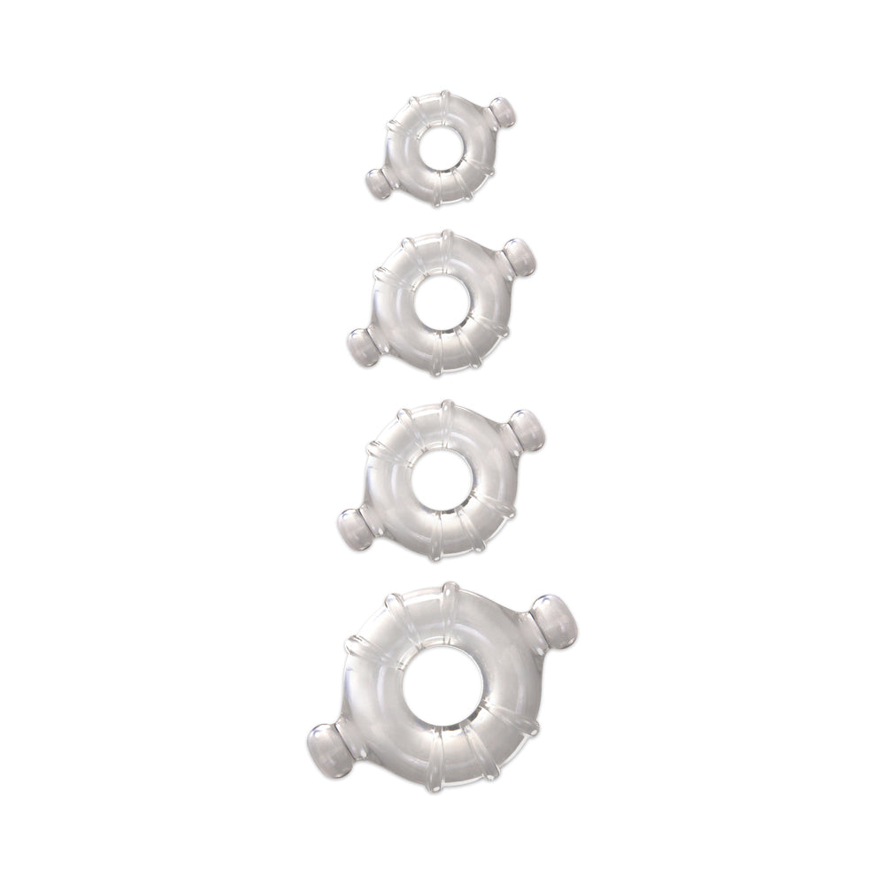 NS Novelties - Renegade Vitality Rings 4-Pack Clear - Cockrings - TPE/TPR/Elastomers