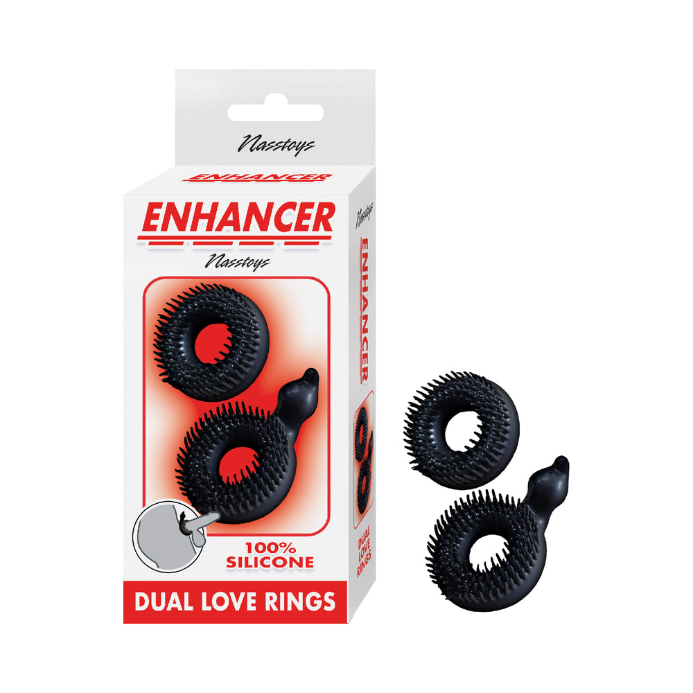 Nasstoys - Enhancer Dual Love Rings Black - Cockrings - Silicone
