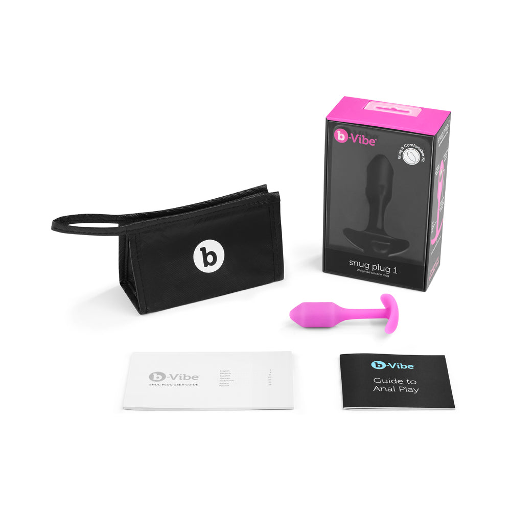 b-Vibe - b-Vibe Snug Plug 1 Weighted Silicone Anal Plug Fuchsia - Anal Toys & Stimulators - Silicone