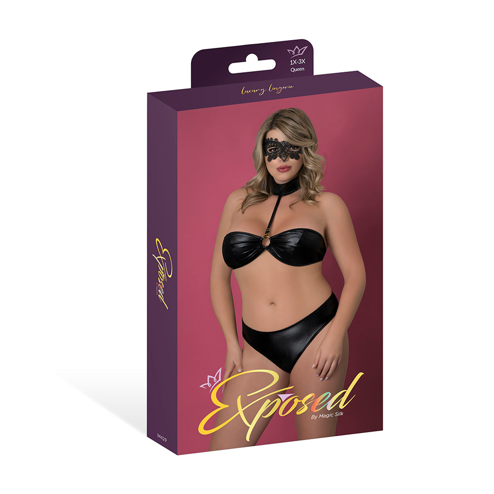 Magic Silk - "Magic Silk Sinful Bandeau with Removable Choker, Panty & Mask Set Black Queen Size" - General