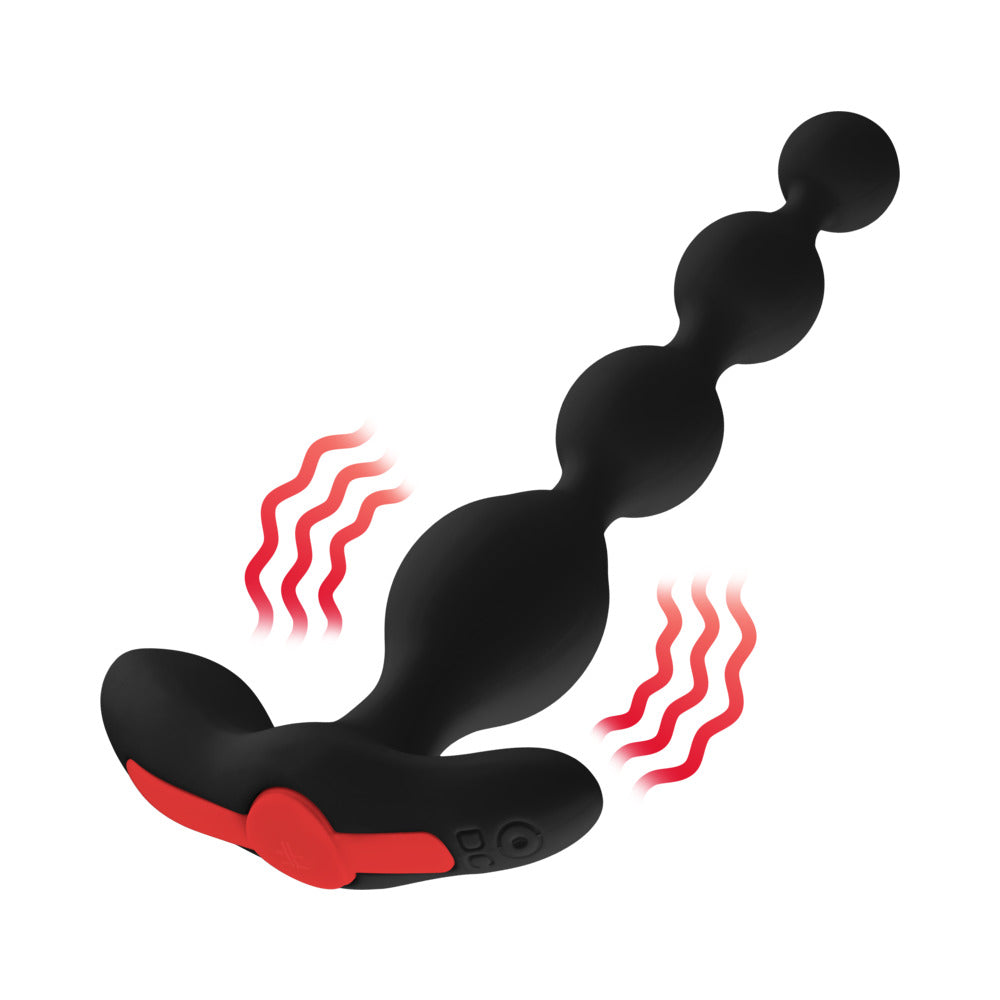 Forto - Forto Vibrating Anal Beads Rechargeable Silicone Plug Black - Anal Toys & Stimulators - Silicone