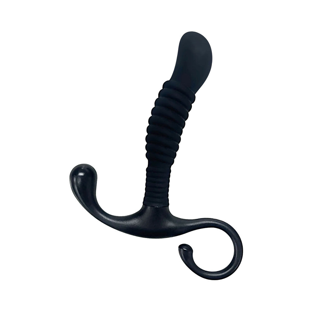 Doc Johnson - OptiMALE Ribbed Silicone P-Massager Black - Anal Toys & Stimulators