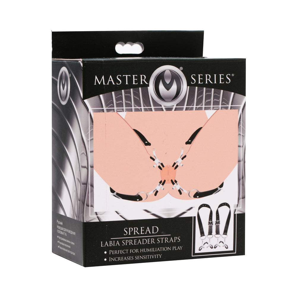 XR Brands - Master Series Spread Labia Spreader Straps With Clamps - Bondage & Fetish Toys - Polyurethane