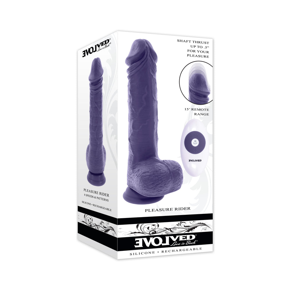 Evolved - Evolved Pleasure Rider Rechargeable Dildo with Remote Silicone Purple - Vibrators - Silicone