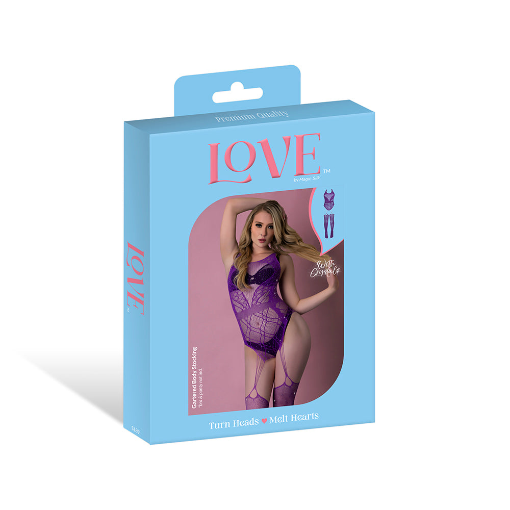 Magic Silk - Magic Silk Seamless Gartered Bodystocking Violet O/S - General