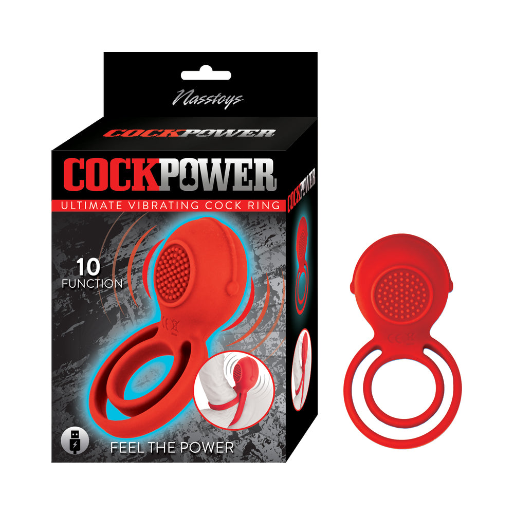 Nasstoys - Cockpower Ultimate Vibrating Cockring Red - Cockrings - Silicone