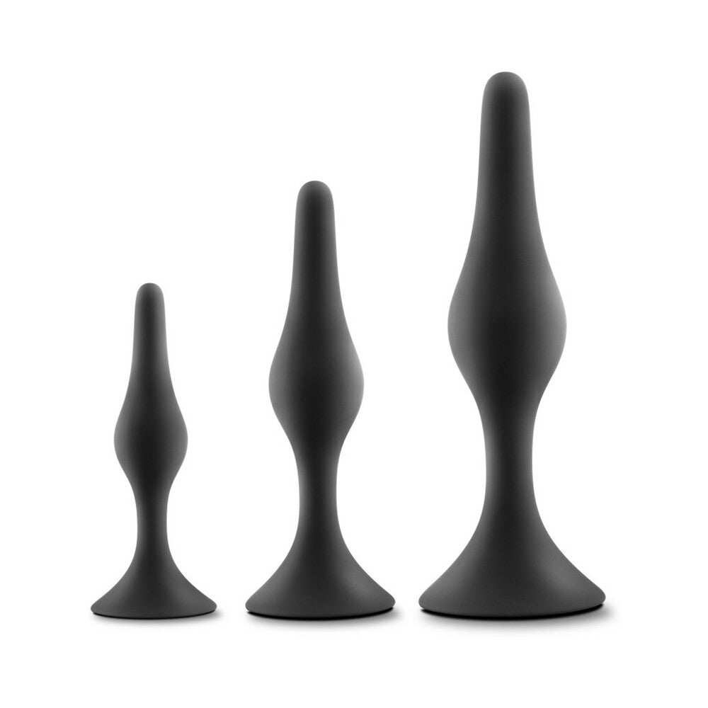Blush - Luxe 3-Piece Silicone Beginner Plug Kit Black - Anal Toys & Stimulators - Silicone