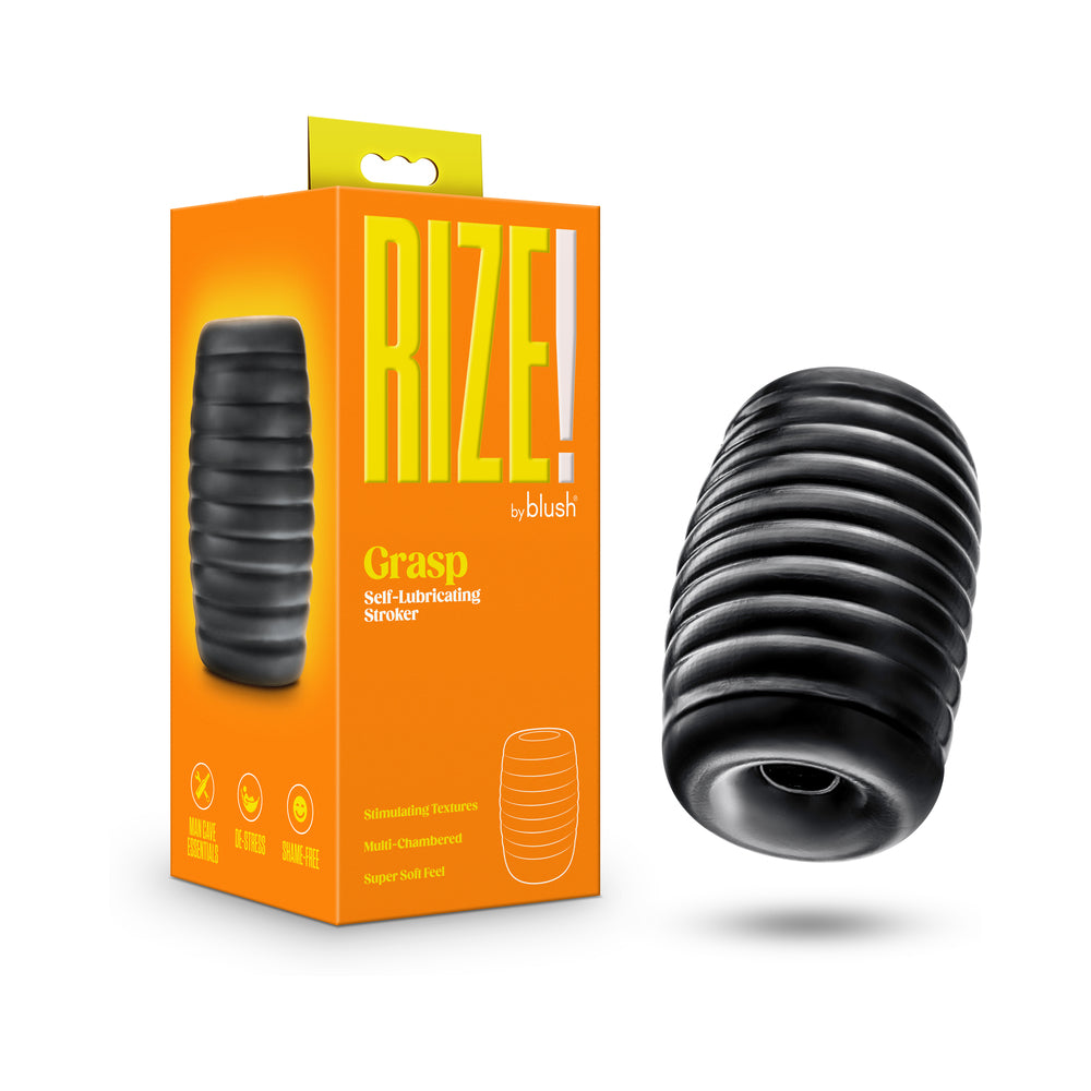 Blush - Rize Grasp Self-Lubricating Stroker Black - Masturbation Aids for Males - TPE/TPR/Elastomers