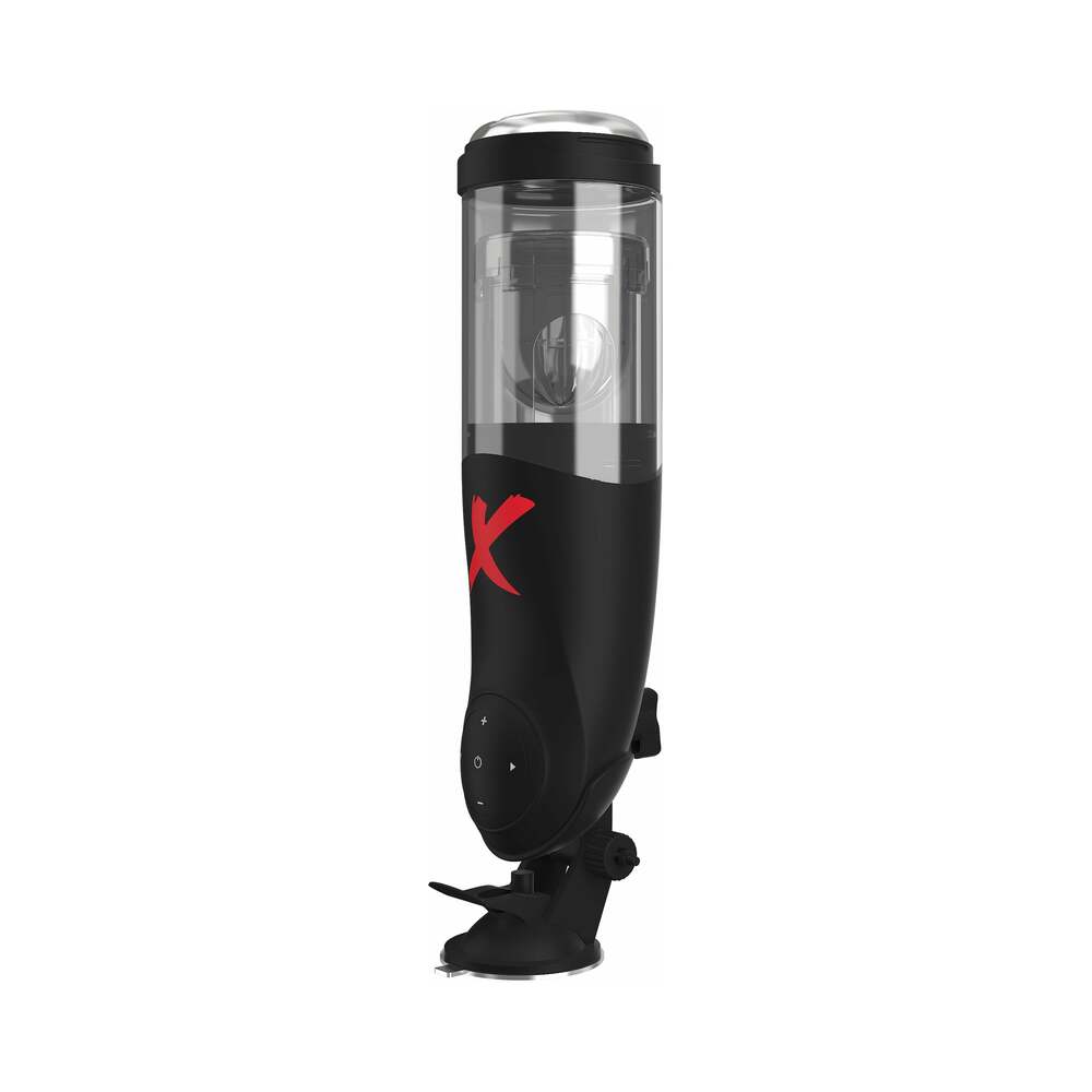 PDX Brands - PDX Elite Deluxe Mega-Bator Rotating Thrusting Masturbator Clear/Black - Masturbation Aids for Males - TPE/TPR/Elastomers