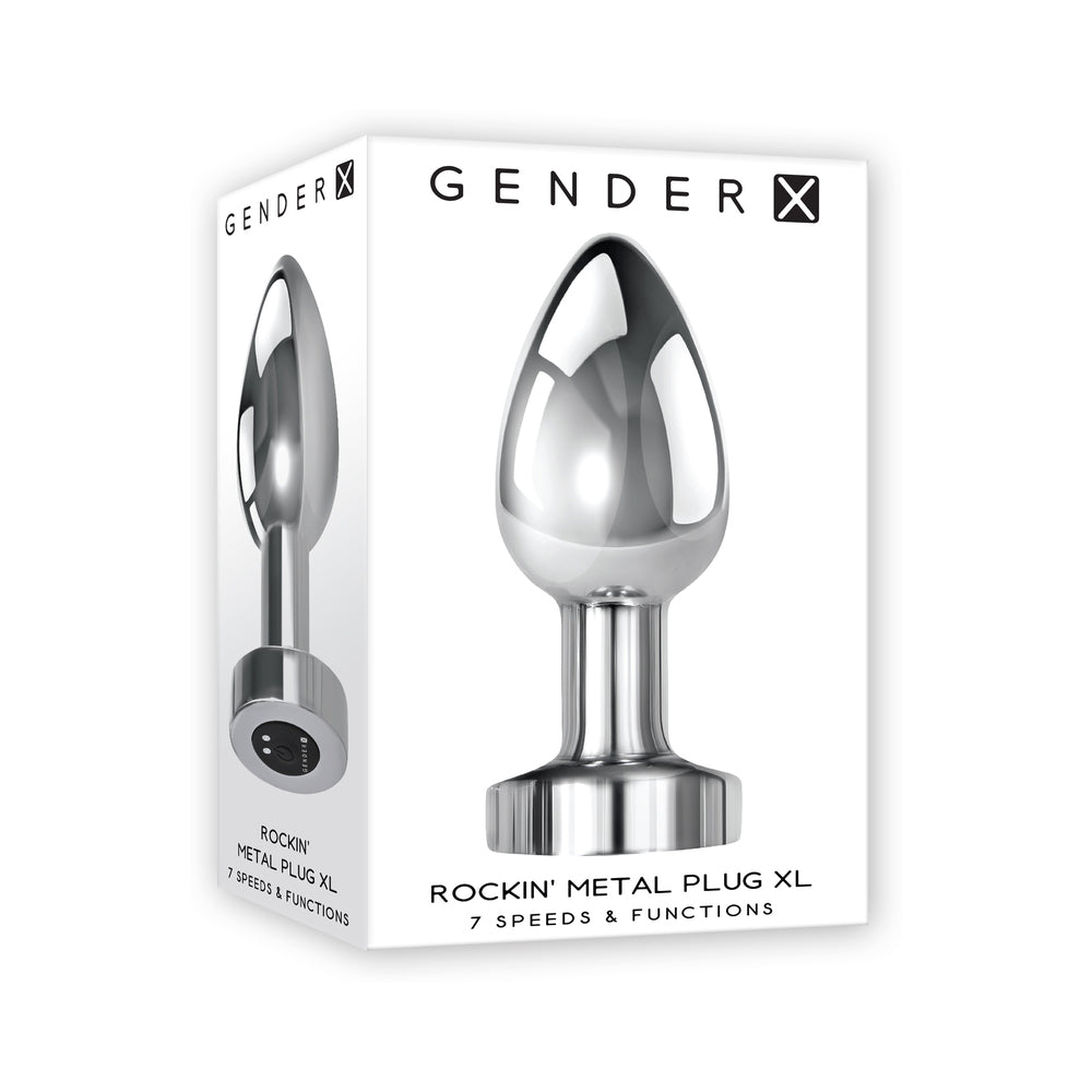 Gender X - Gender X Rockin'' Metal Plug XL Rechargeable Vibrating Anal Plug Aluminum Silver - Anal Toys & Stimulators - Metal