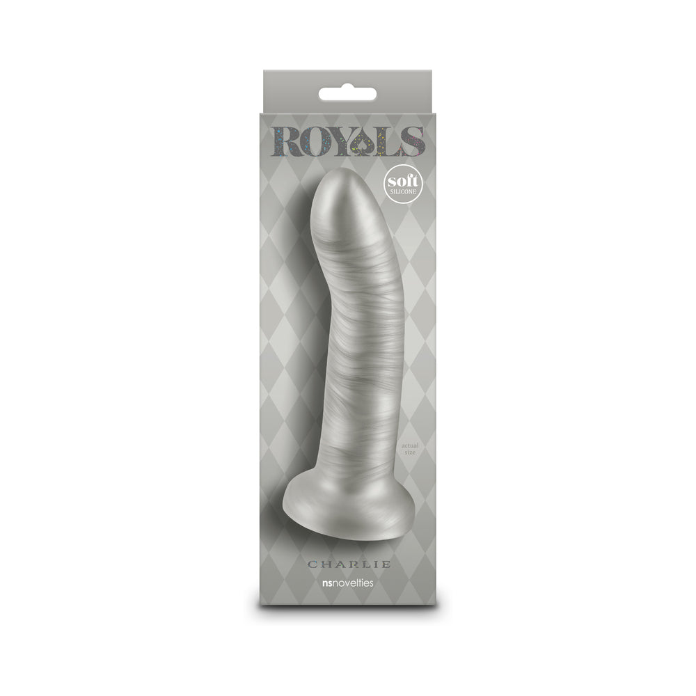 NS Novelties - Royals Charlie 7 in. Metallic Curved Dildo Champagne - Dildos - Silicone