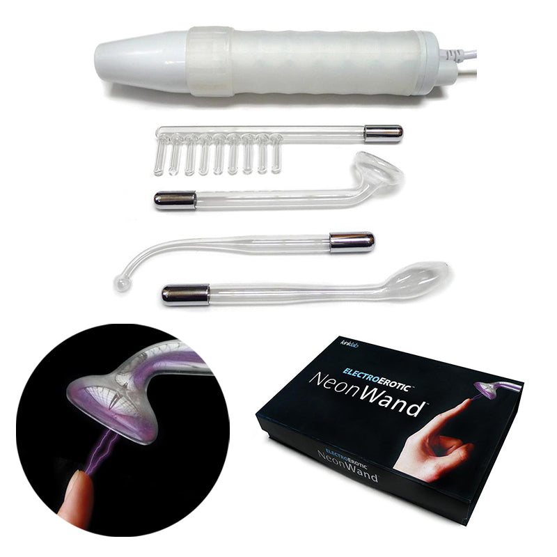 Stockroom - KinkLab Neon Wand Electrosex Kit ( White handle/Purple Elec) - Bondage & Fetish Toys - Plastic