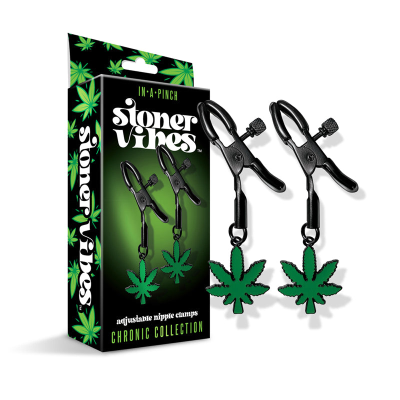 Global Novelties - Stoner Vibes Chronic Collection Adjustable Nipple Clamps - Bondage & Fetish Toys - Metal