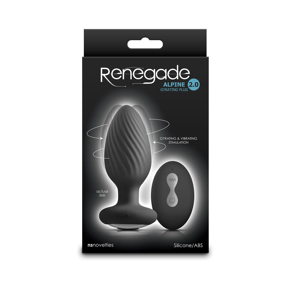 NS Novelties - Renegade Alpine 2.0 Gyrating and Vibrating Plug with Remote Black - Anal Toys & Stimulators - Silicone