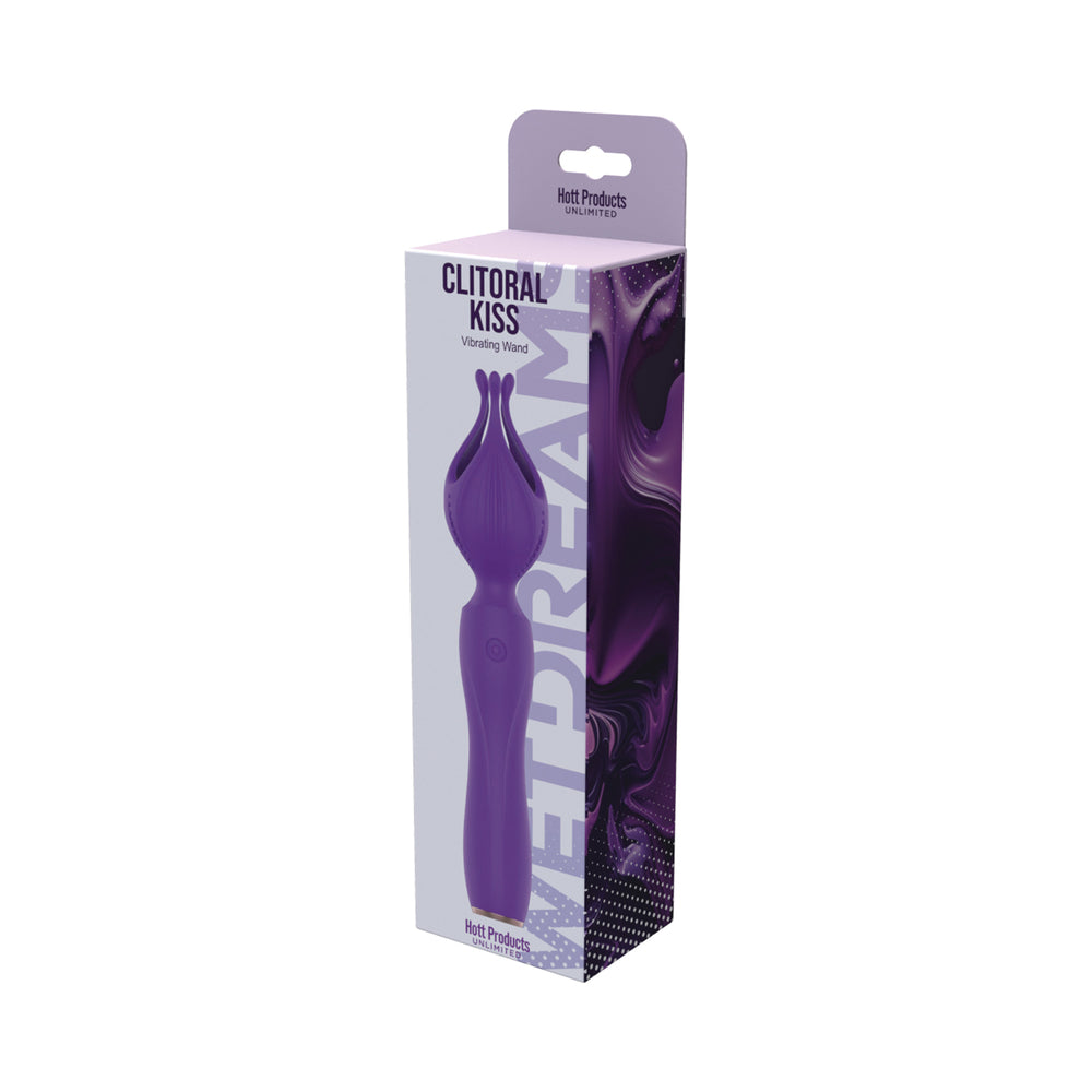 Hott Products - Wet Dreams Clitoral Kiss Flower Petal Silicone Vibrator Purple - Vibrators - Silicone