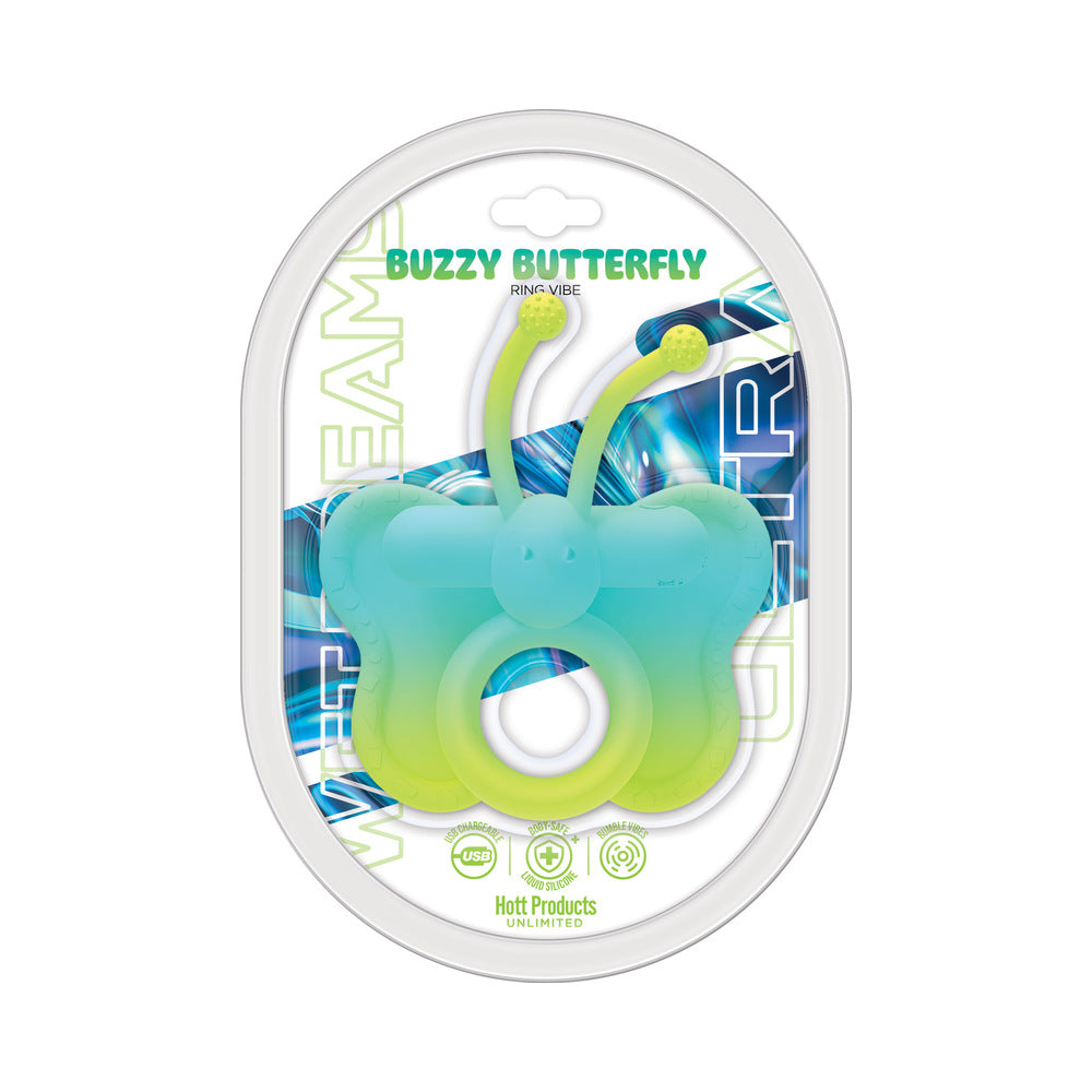 Hott Products - Wet Dreams Buzzy Butterfly Ring Vibe Dual Color Cockring with Bullet - Vibrators