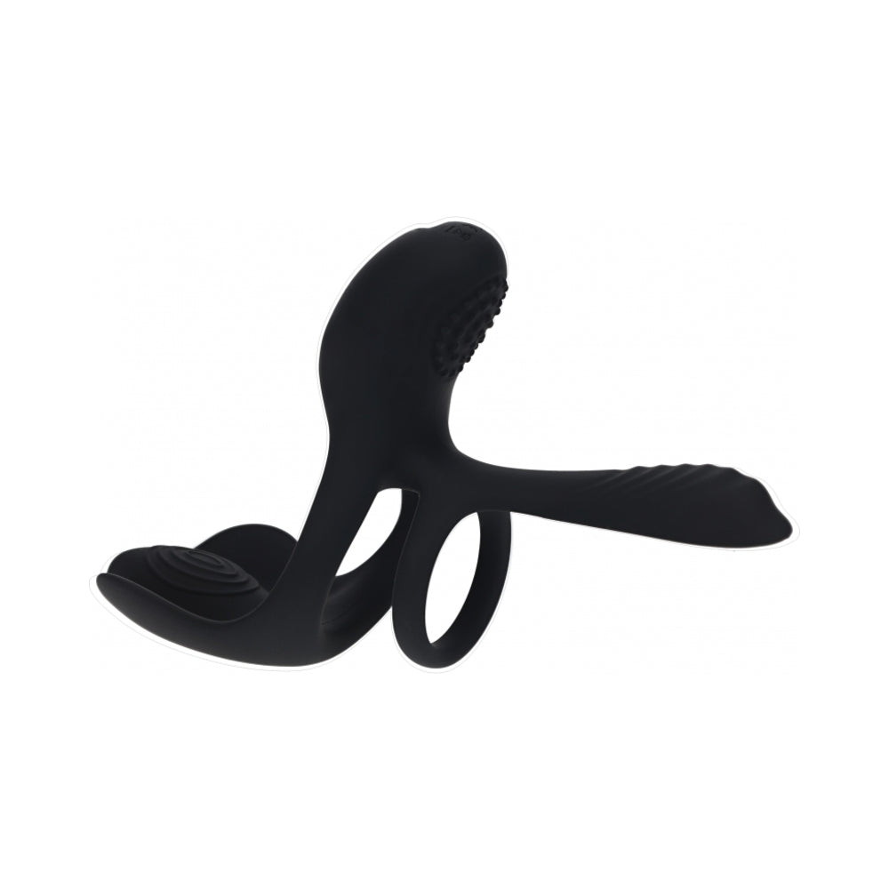 Shots - LEVELZ Triple Motor Vibrating Silicone Cock Ring Black - Vibrators