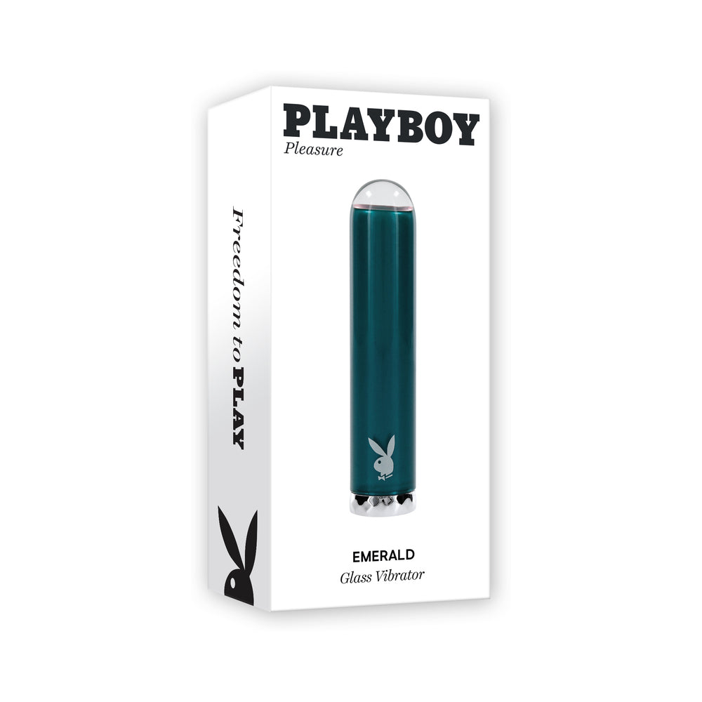 Playboy - Playboy Emerald Rechargeable Vibrating Glass Mini Vibe Deep Teal - Vibrators - Glass