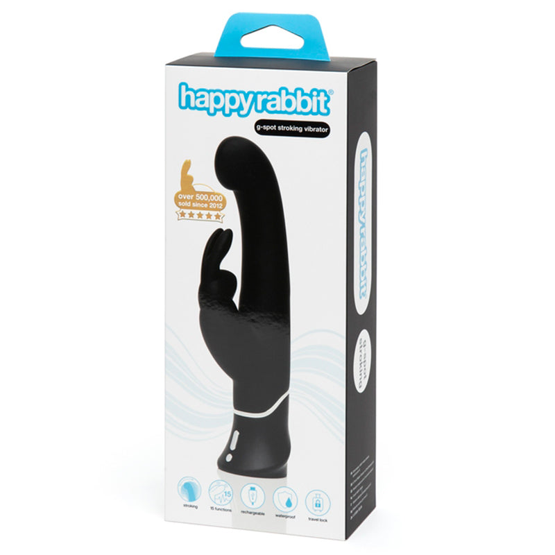 Happy Rabbit - Happy Rabbit G-Spot Stroking Rechargeable Silicone Rabbit Vibrator Black - Vibrators - Silicone