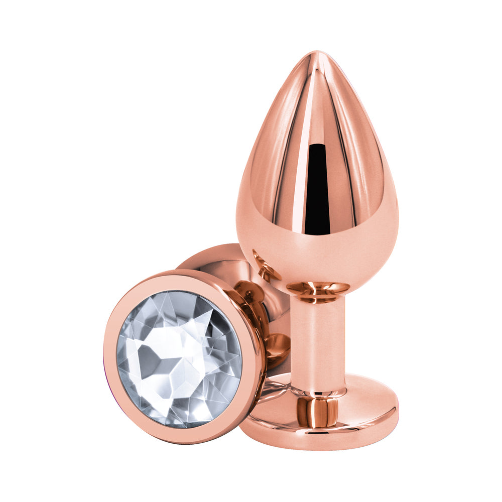 NS Novelties - Rear Assets Rose Gold Anal Plug Medium Clear - Anal Toys & Stimulators - Metal
