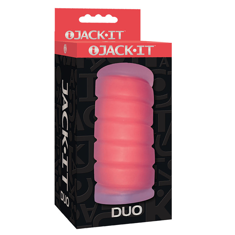 Icon Brands - Jack-It Duo Stroker Cherry - Masturbation Aids for Males - TPE/TPR/Elastomers