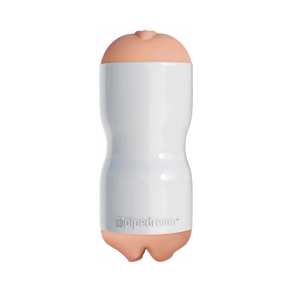 PDX Brands - PDX Tight Grip Pussy & Mouth Dual Density Squeezable Masturbator Beige/White - Masturbation Aids for Males - TPE/TPR/Elastomers