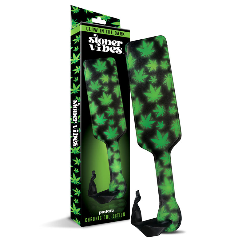 Global Novelties - Stoner Vibes Chronic Collection Glow in the Dark Paddle - Bondage & Fetish Toys - Faux Leather/Vegan Leather