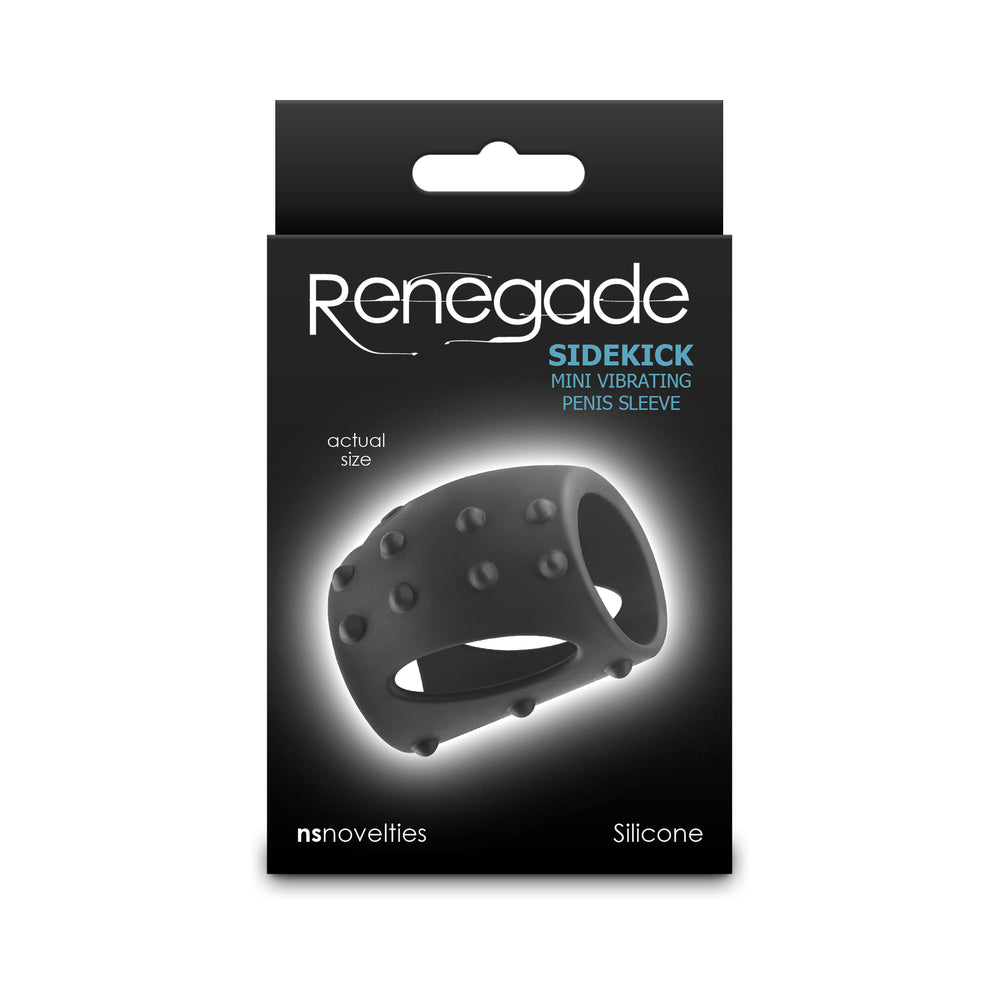NS Novelties - Renegade Sidekick Rechargeable Mini Vibrating Penis Sleeve Black - Penis Extension & Sleeves - Silicone