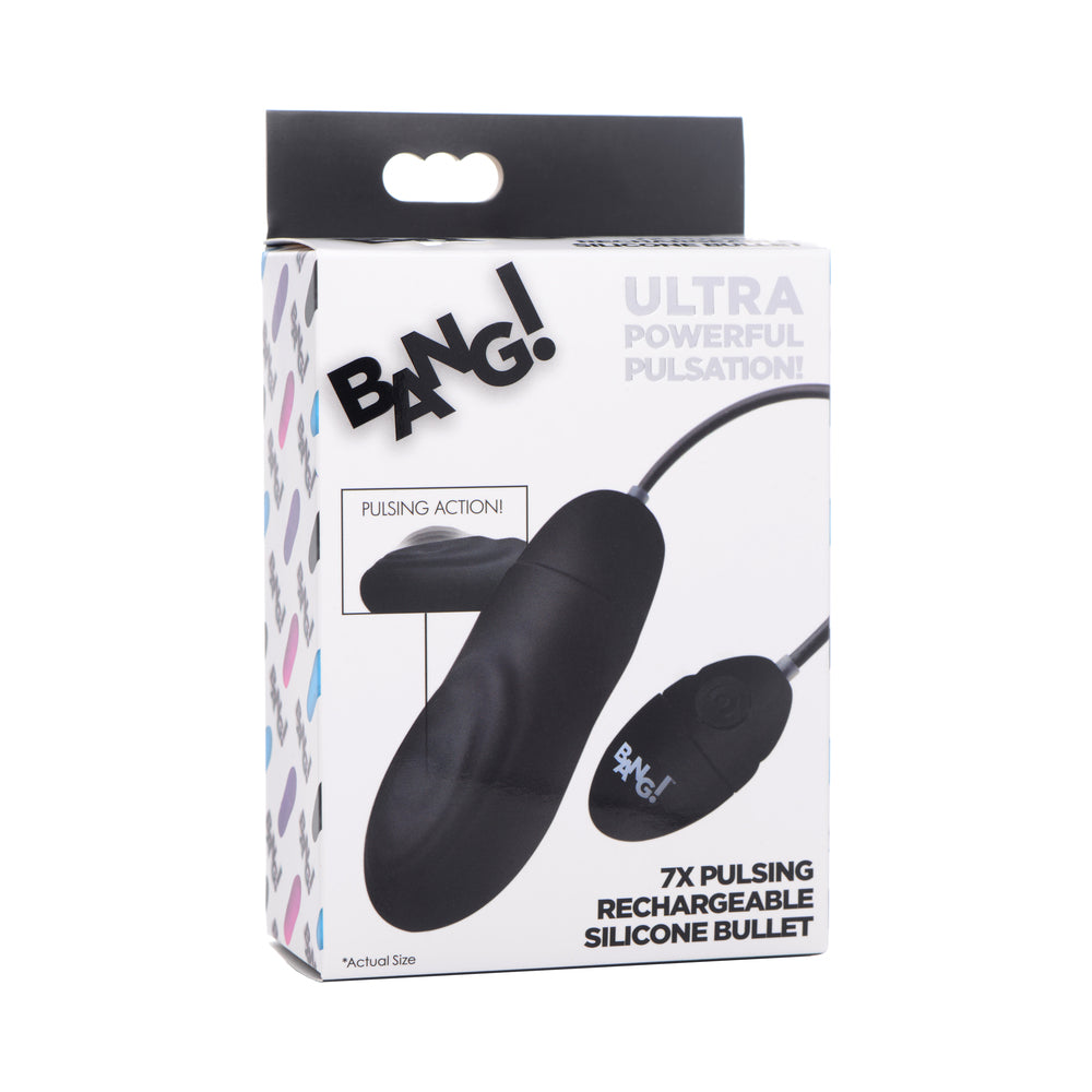 XR Brands - BANG! 7X Pulsing Rechargeable Silicone Bullet Black - Vibrators - Silicone
