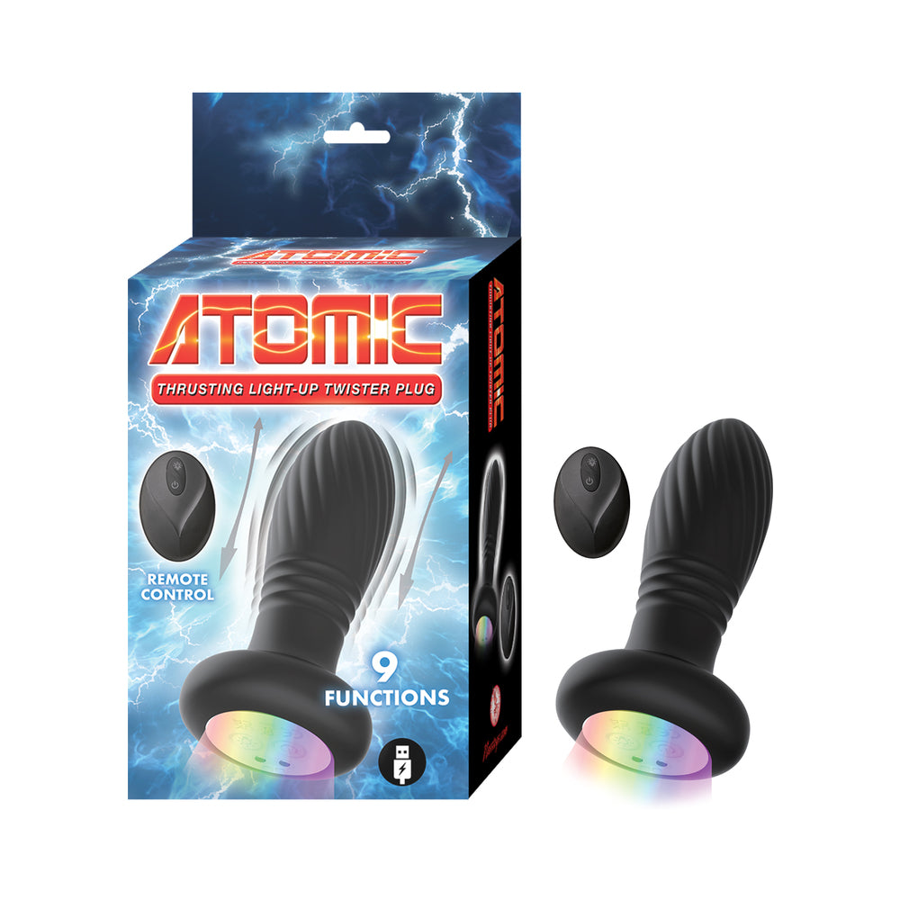 Nasstoys - Atomic Thrusting Light-Up Twister Plug Black - Anal Toys & Stimulators - Silicone