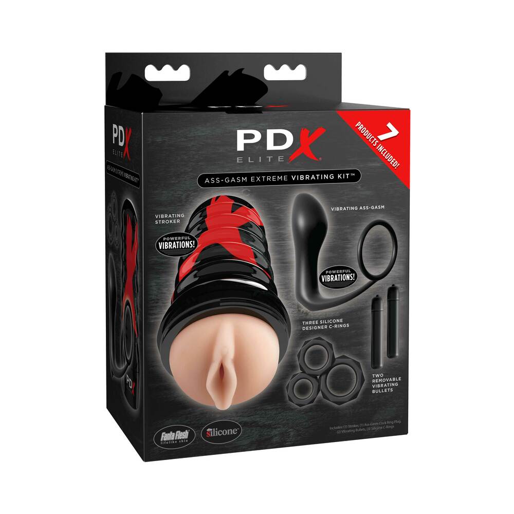 PDX Brands - PDX Elite Ass-Gasm Extreme Vibrating 7-Piece Kit - Anal Toys & Stimulators - TPE/TPR/Elastomers