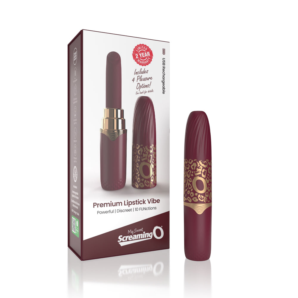 Screaming O - Screaming O My Secret Premium Rechargeable Vibrating Lipstick Merlot - Vibrators - Silicone