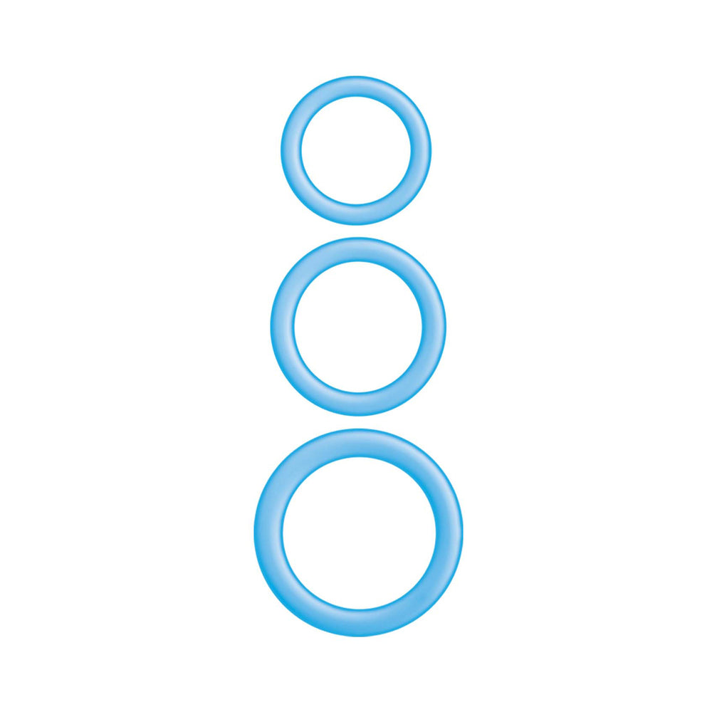 Nasstoys - Enhancer Blue Glow Rings Set of 3 - Cockrings - Silicone